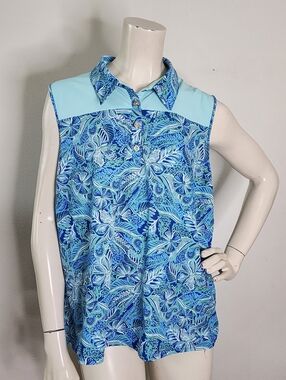 Stella Parker Top Women's XL Floral Sleeveless Golf Shirt